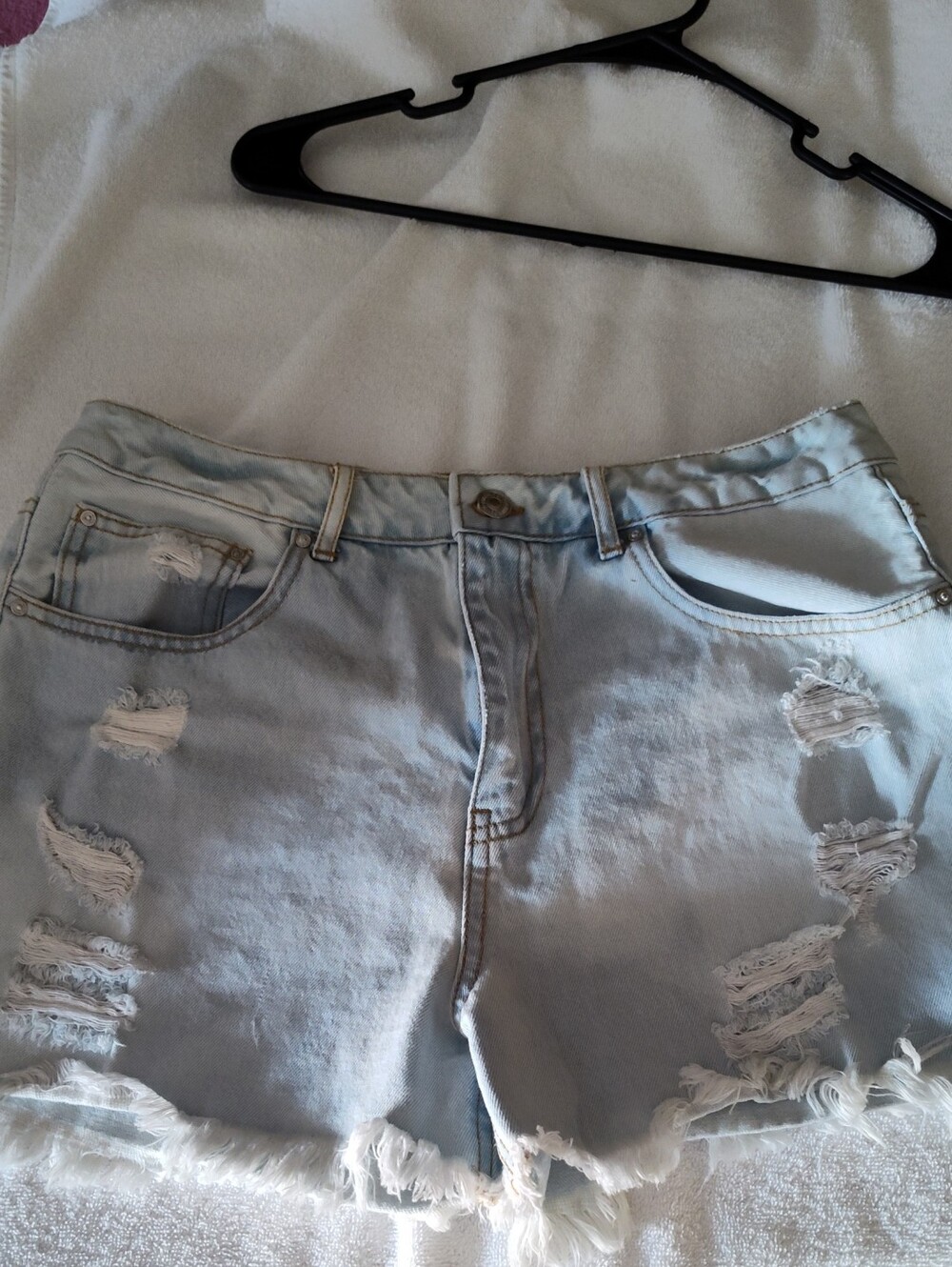 Forever 21 Light Wash Distressed Denim Shorts